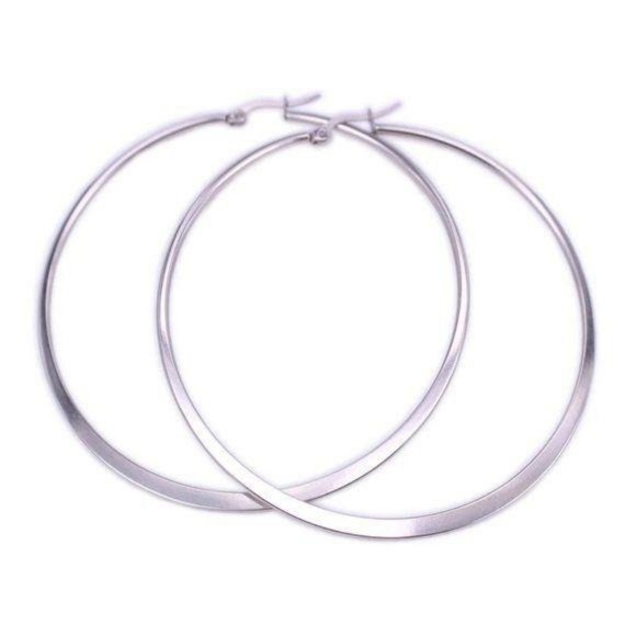 COPY - NEW 18K White Gold 2.36” Round Hoop Earrings - Picture 5 of 5